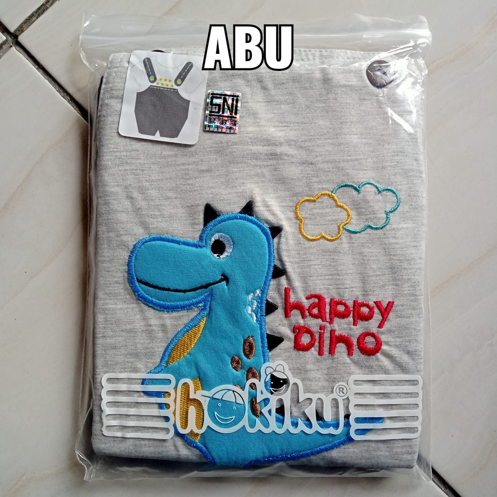 Overall Baju Setelan Kaos Celana Pergi Jalan Anak Bayi Hokiku Motif Dino Lucu Jumper Celana All Size 0-9 Bulan Unisex