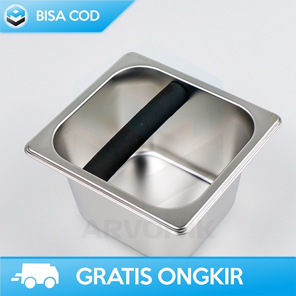 TEMPAT AMPAS KOPI STAINLESS KOKOH ONETWOCUPS KNOCK BOX COFFEE 17CM