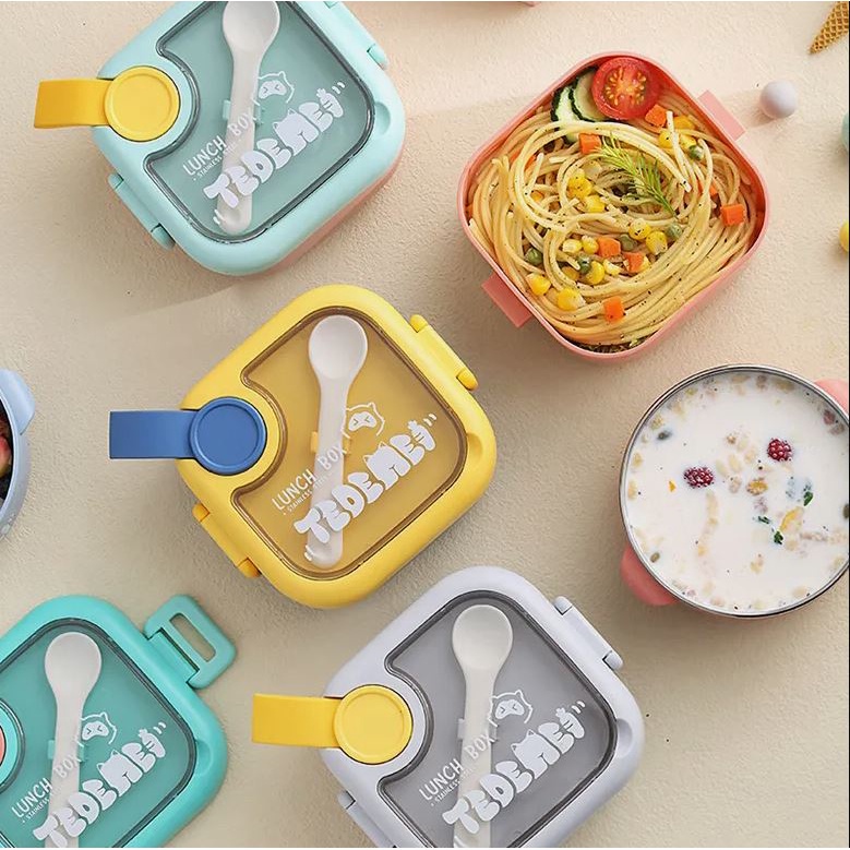 TOKO21GROSIR --  KOTAK MAKAN LUNCHBOX STAINLESS STEEL DINNERWARE FOR KIDS 750ML KODE 6126