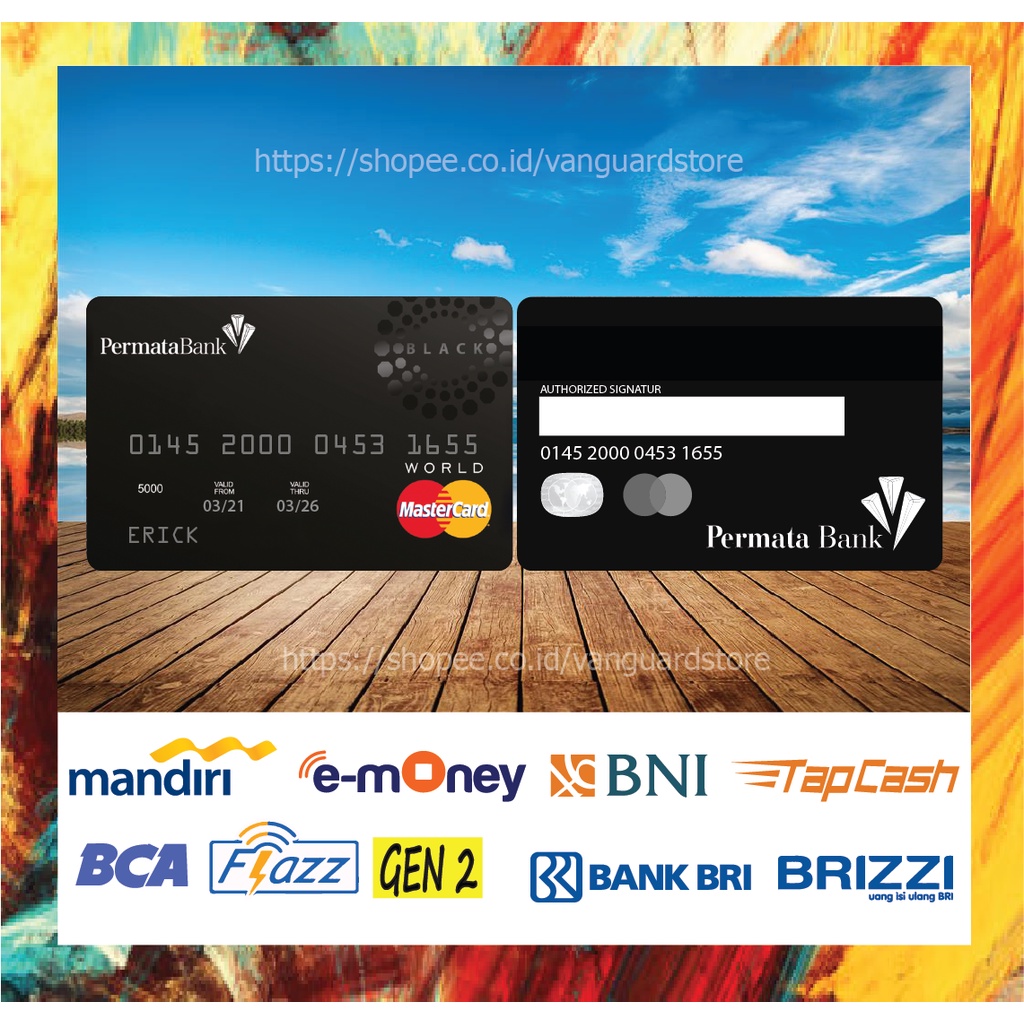 KARTU E MONEY E TOLL KARTU PERMATA BLACK MASTERCARD DEBIT CREDIT EMONEY MANDIRI FLAZZ BCA BNI TAPCASH BRIZZI BRI - 2 SISI