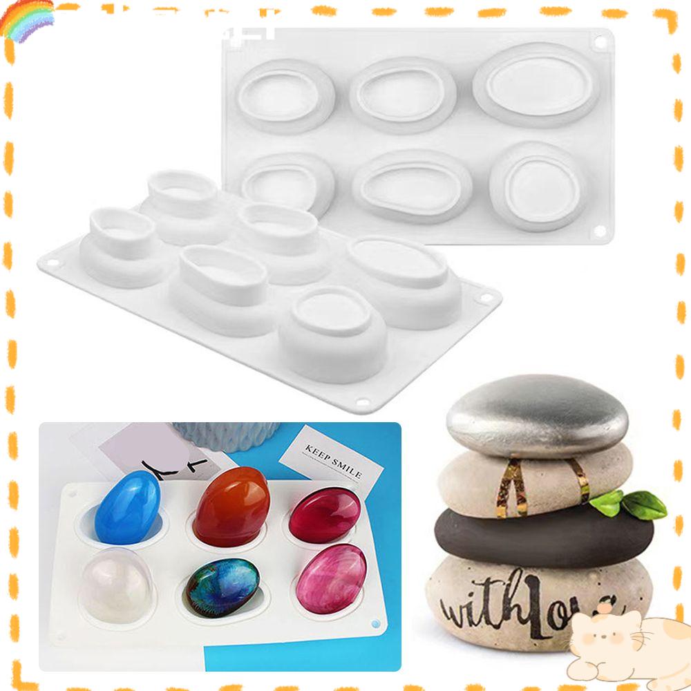 Solighter Oval Bentuk Batu Bulat Handmade Sabun Cetakan Alat Dekorasi Kue Jelly Dome Mousse Moulds