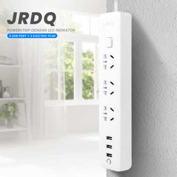 Powerstrip 3 USB Port + 3 Electric Plug dengan LED Indikator JRDQ