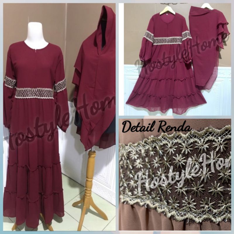 (NEW) UNNIE - BAJU GAMIS FULL CERUTY CERUTI RENDA UMPAK DRESS IBU ANAK UKURAN XS S M L XL XXL UMUR 2