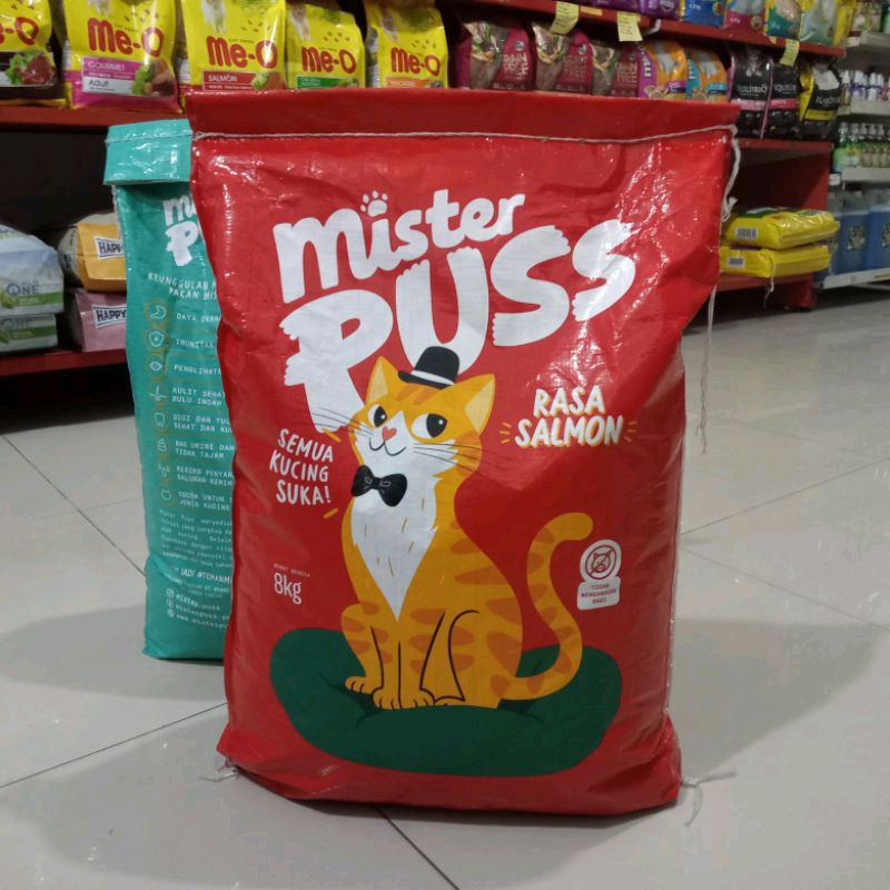 Makanan kucing Mister Puss Salmon 8kg (Go-jek only) makanan kucing rasa salmon mister puss