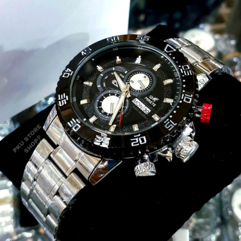 Jam Tangan Pria Mirete Original Baru Biru Rosgold Anti Air Diamter 4,6mm Import Rantai Stainlees Steel Cod