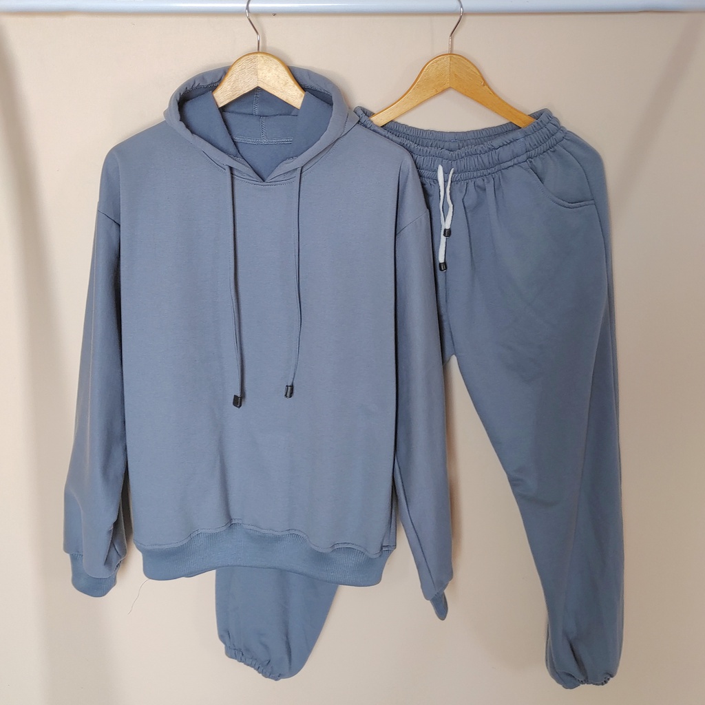 Set Hoodie Jogger Wanita Dan Pria - Setelan