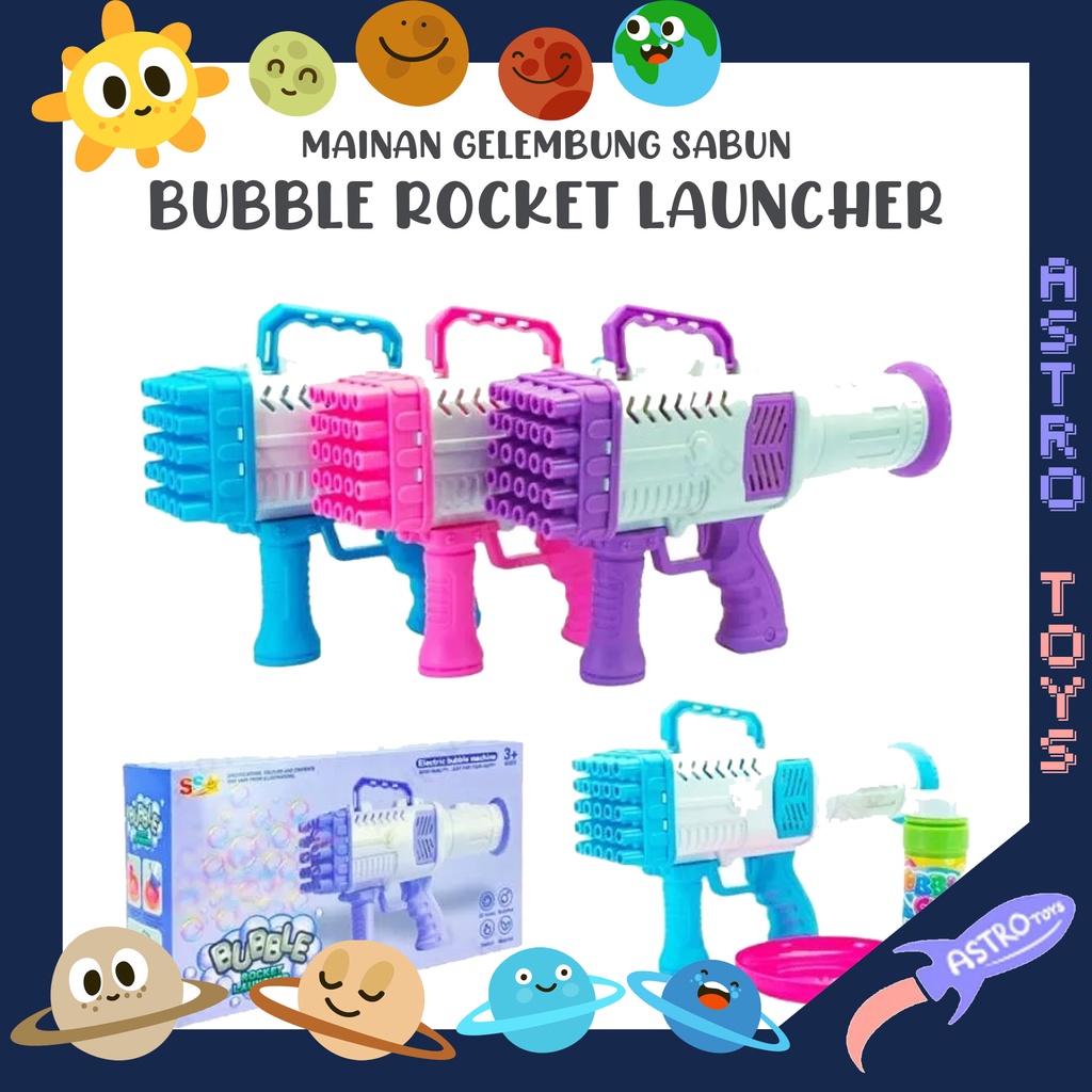 Mainan Bubble Rocket Launcher Gelembung Balon Sabun