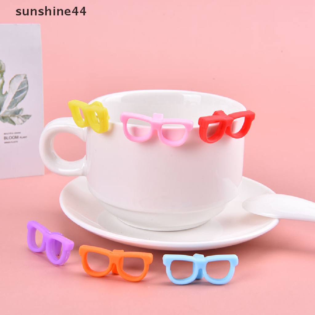 Sunshine 6Pcs Gelas Silikon Berbentuk Wine Glass Marker Drinking Cup Identifier Goblet.