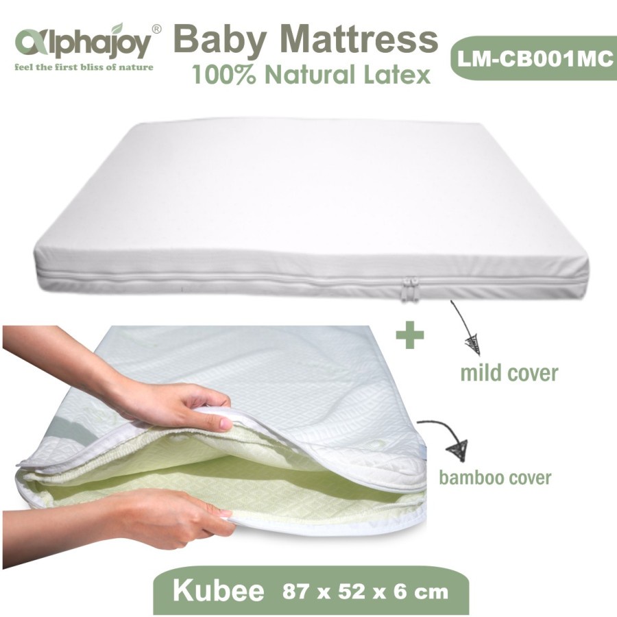 ALPHAJOY KUBEE MATTRESS 87X52X6CM 100% NATURAL LATEX WITH MILD COVER