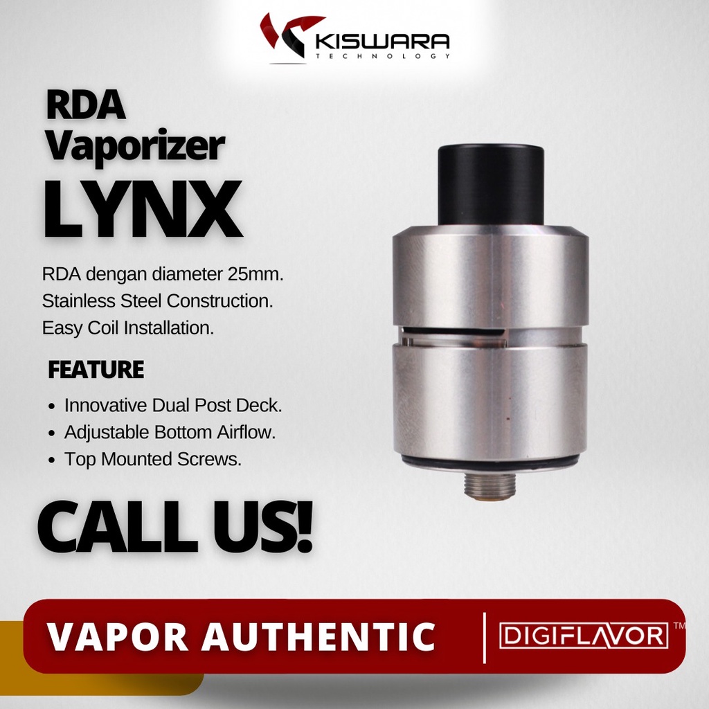 LYNX RDA Atomizer - SILVER [Authentic] KiswaraBandung