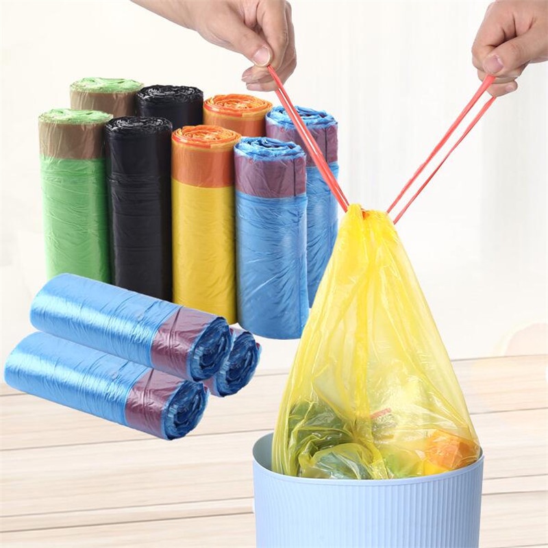 ❤ IJN ❤ Plastik Sampah Roll Kantong Plastik Sampah Roll Dengan Tali 45x50