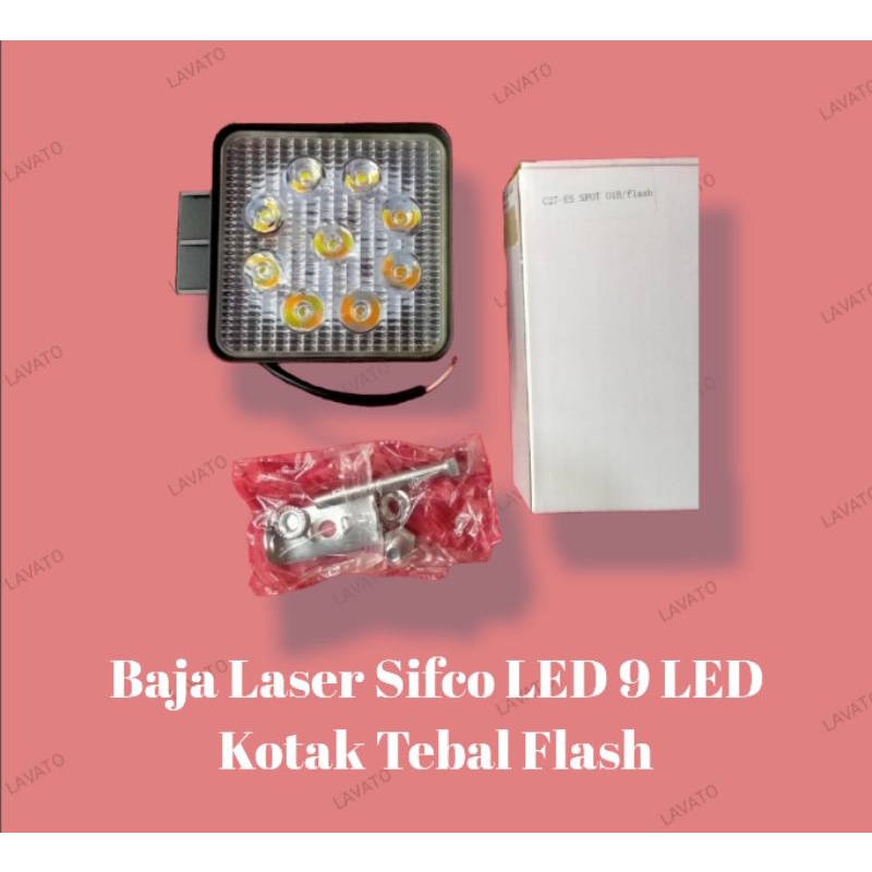 Baja Laser Led 9 Led Kotak Tebal Flash
