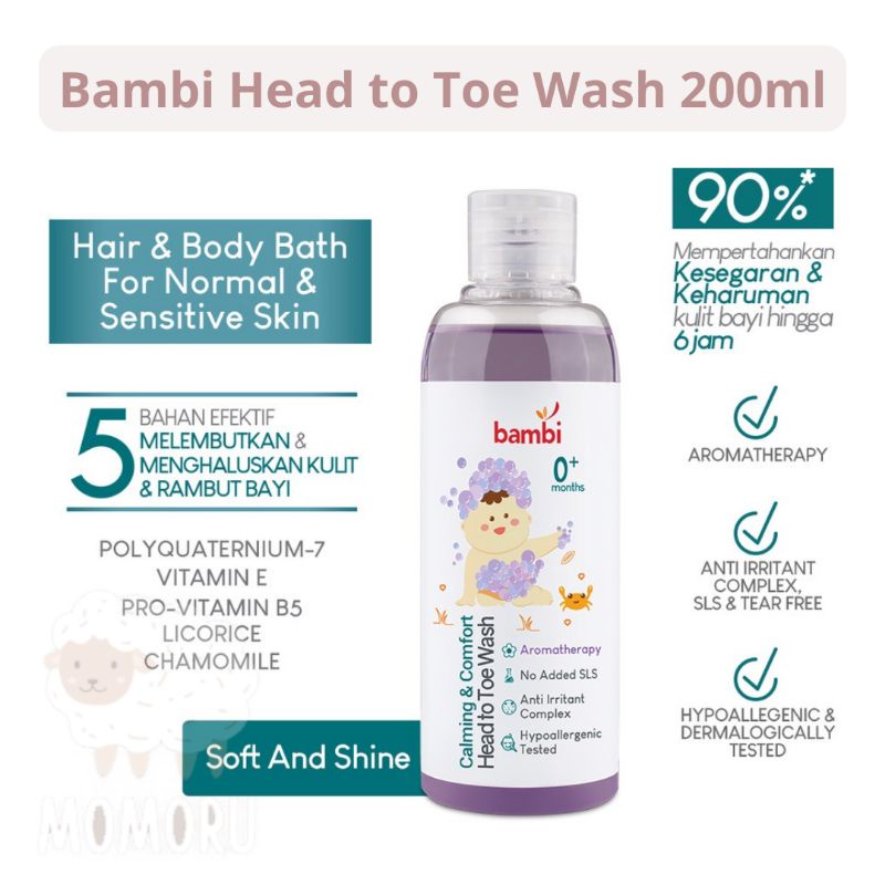 Bambi Baby Calming &amp; Comfort Head to Toe Wash 200ml Sabun Mandi Bayi Sampo Bayi