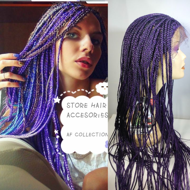 WIG LACE FRONT ungu/wig kepang panjang