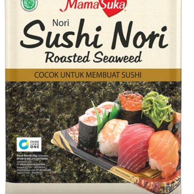 

codep6P0b MamaSuka Sushi Nori Roasted Seaweed 20gr isi 10 lembar halal