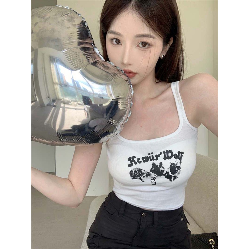 Hot girls camisole pakaian luar wanita musim panas gaya bm baru slim fit inner wear bottoming short pure desire top trend