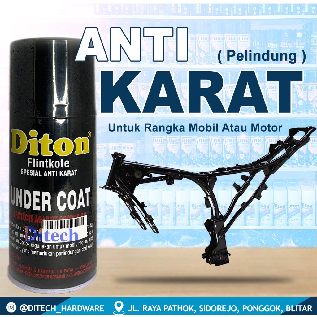 DITON PREMIUM Cat Semprot Spesial Anti Karat - Flinkote Under coat 300cc Hitam // Pylox Pilox Hitam 