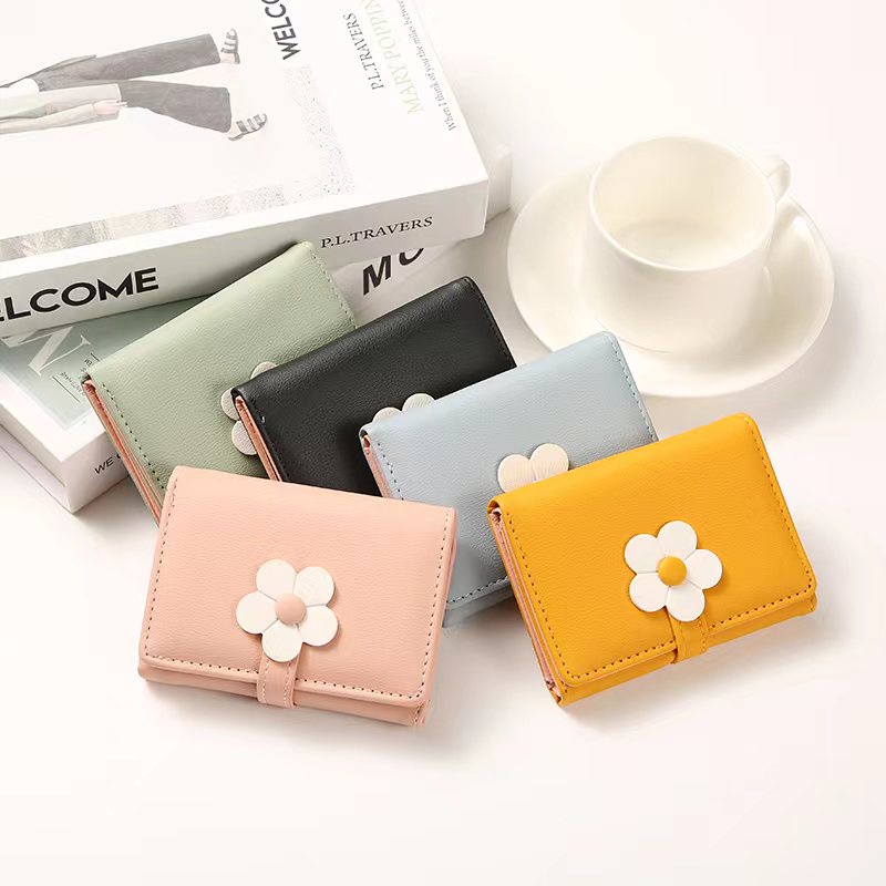 Dompet Lipat Wanita Motif Bunga Fashion Style Korea Dompet Cewek Mini Women Wallet PU Satu7an D75