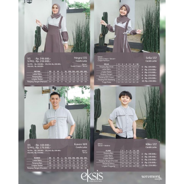 Seply Eksis 200 Carafe Latte Meyra 135 Kaseo 169 Selia 122 Kliko 122 Baju Muslim Gamis Sarimbit Keluarga Family Series Lebaran Terbaru Ori 2023