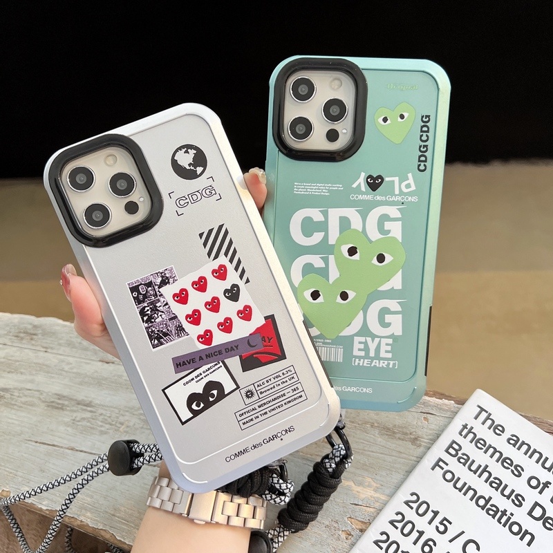 Rei Kawakubo PLAY CDG Casing Ponsel Akrilik Untuk IPhone 13 Pro Max12 11 Pro Silikon Shockproof Bumper Penutup Belakang