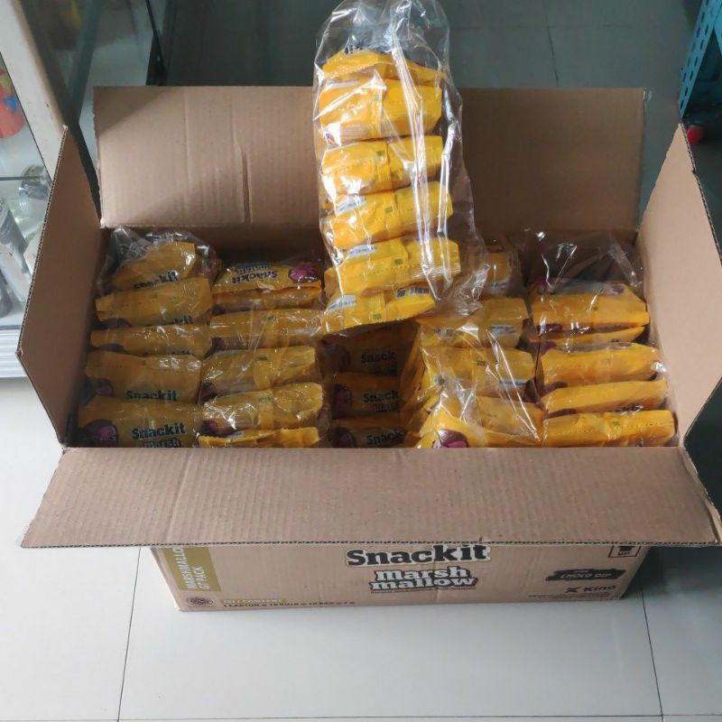 Snackit Marsh Mallow Paket Hemat Snack Lembut Cocol Cokelat 1 Bulk / Press isi 10 bag / pcs masmelow