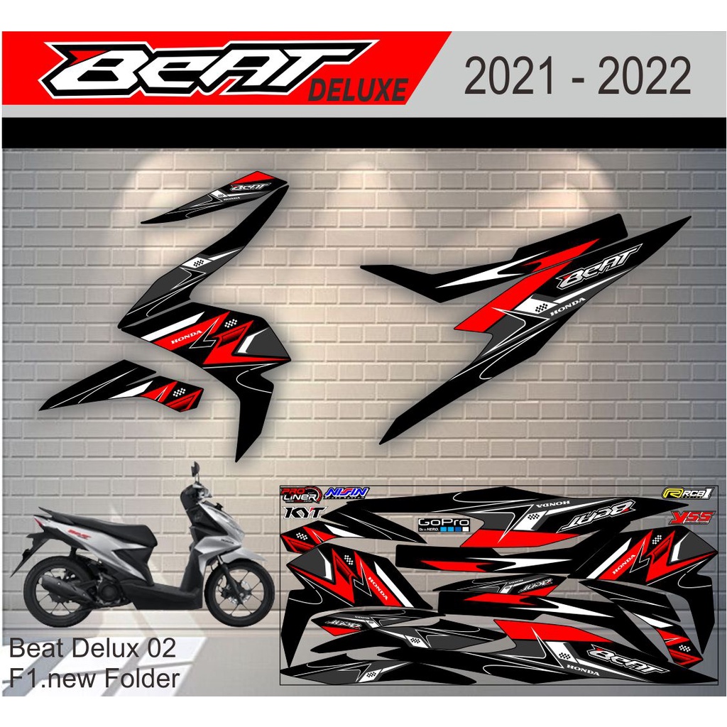 Striping Beat Deluxe - Sticker Striping List Variasi Motor Beat Deluxe Motif Racing #honda beat delu