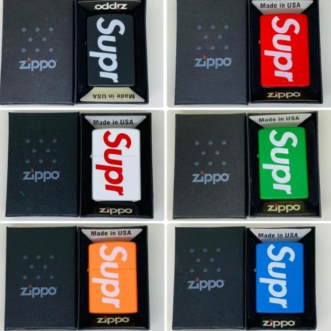 Zippo Supreme 4 Warna Red Black White Green K0Rex Zippo Supreme Mancis
