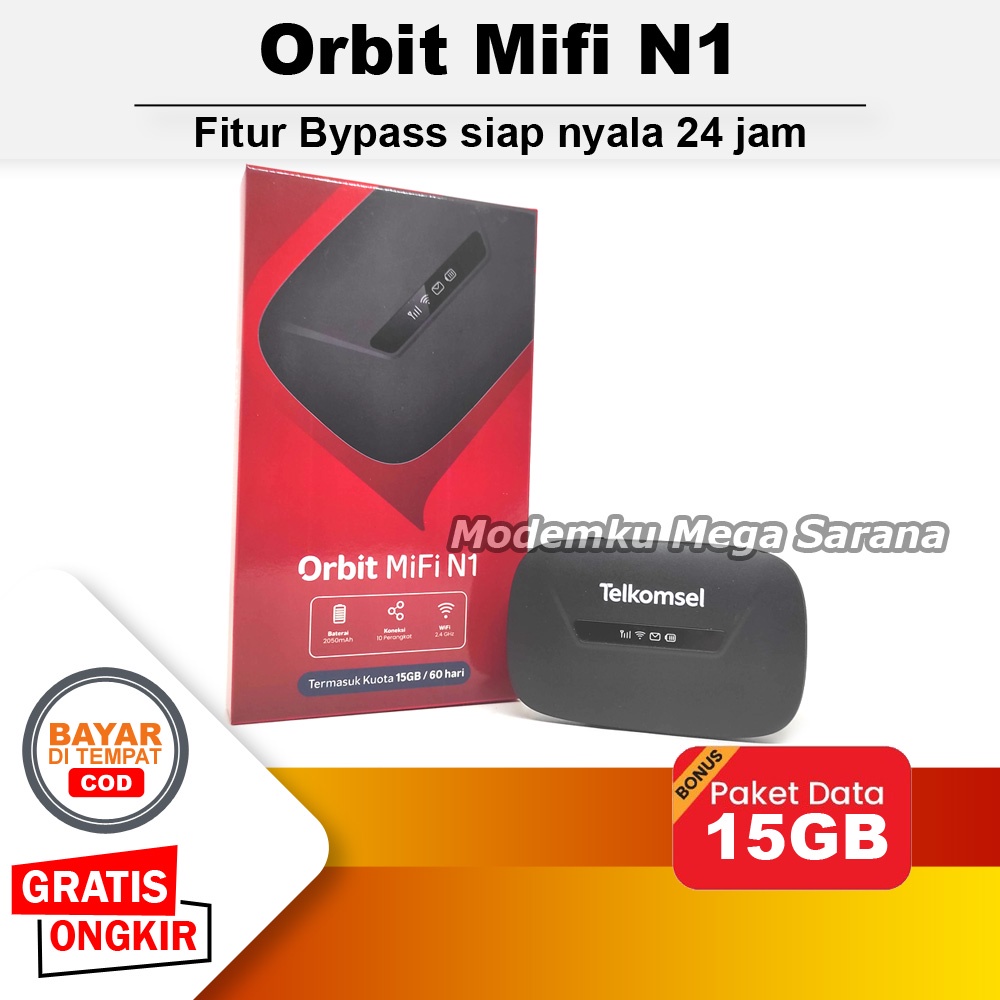 Telkomsel Orbit Mifi N1 Portable Modem Wifi 4G Bonus Data Fitur Bypass