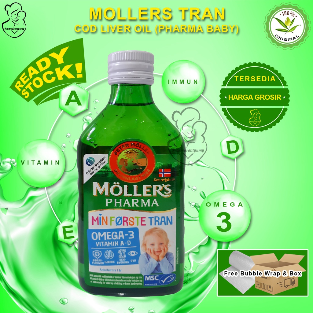 Mollers tran cod liver fish oil minyak ikan moller moller's trans anak baby apple tutti fruity lemon Pharma baby