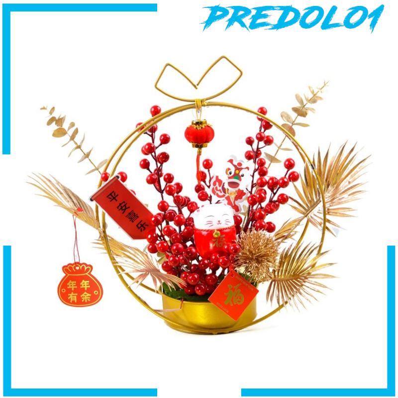 [Predolo1] Ornamen Imlek Berlampu Bunga Buatan Pot Untuk Pernikahan Rumah