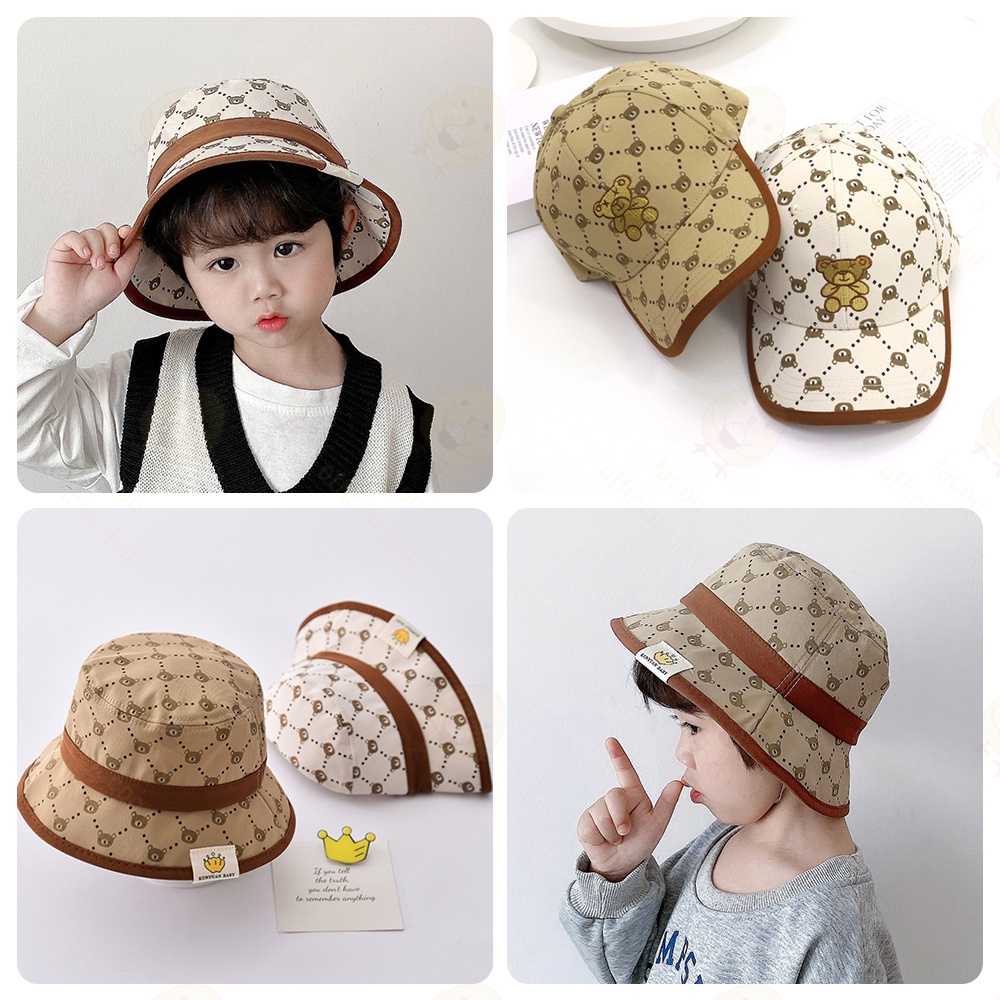 Lacoo Topi baseball bucket anak laki laki perempuan import Topi bucket anak model bear