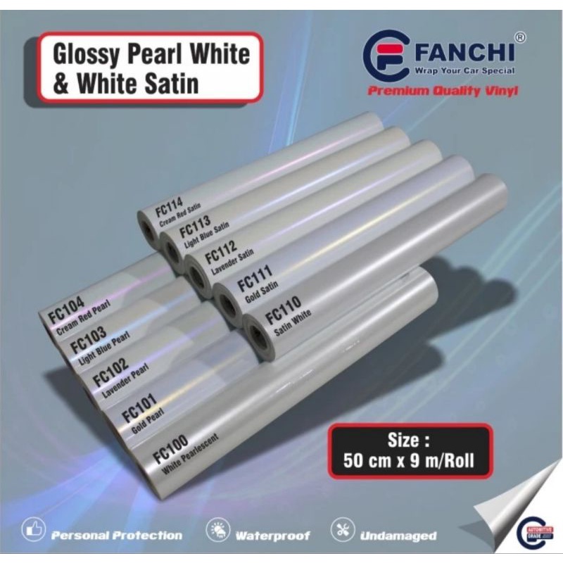 50cm Sticker Fanchi FC101 Gold Pearl Skotlet Lembayung White Gold Gloss Premium Wrap 50cm