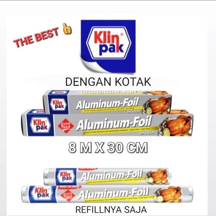 Klin Pak ALUMINIUM FOIL 8 M x 30 CM Pembungkus Makanan Food Grade