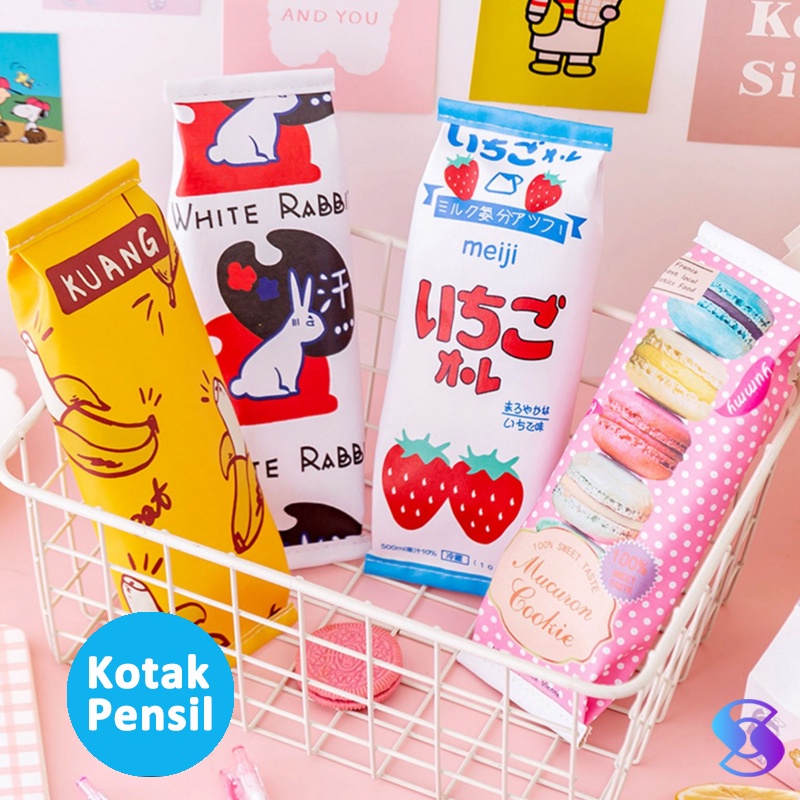 

Kotak alat tulis/TEMPAT PENSIL UNIK MILK COOKIES KOTAK PENSIL BUNGKUS SNACK-Suning Mall