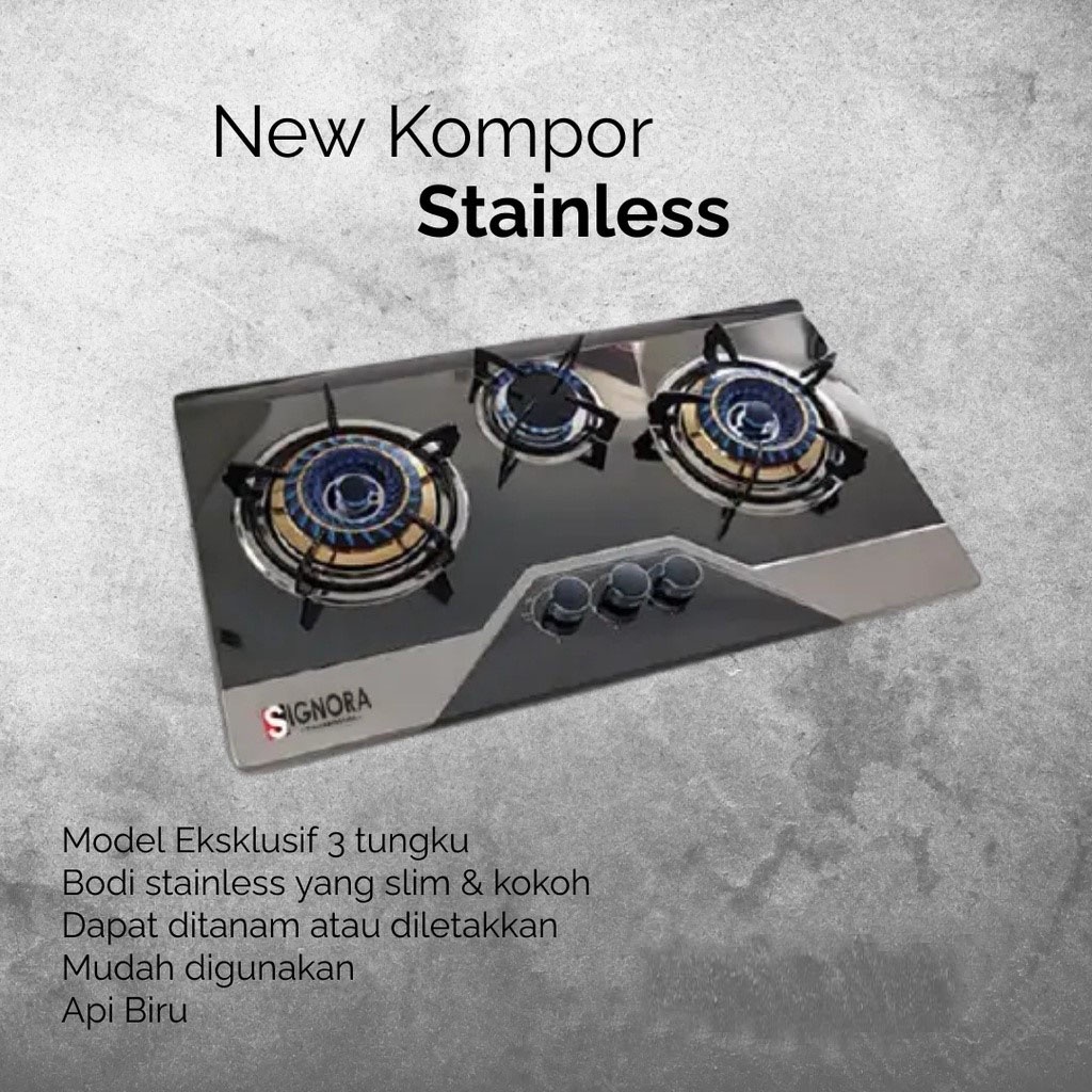 Signora Kompor Stainless New Grand | 3 Burner / 3 Tungku