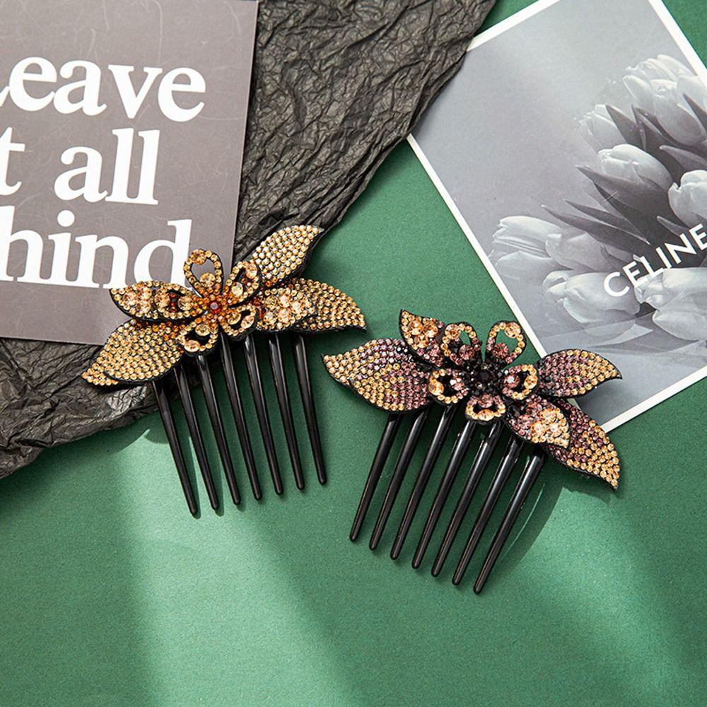 Agustina Sisir Rambut Wanita Trendi Hiasan Kepala Bunga Untuk Anak Perempuan Ponytail Holder Hair Maker Bun Kristal Jepit Rambut