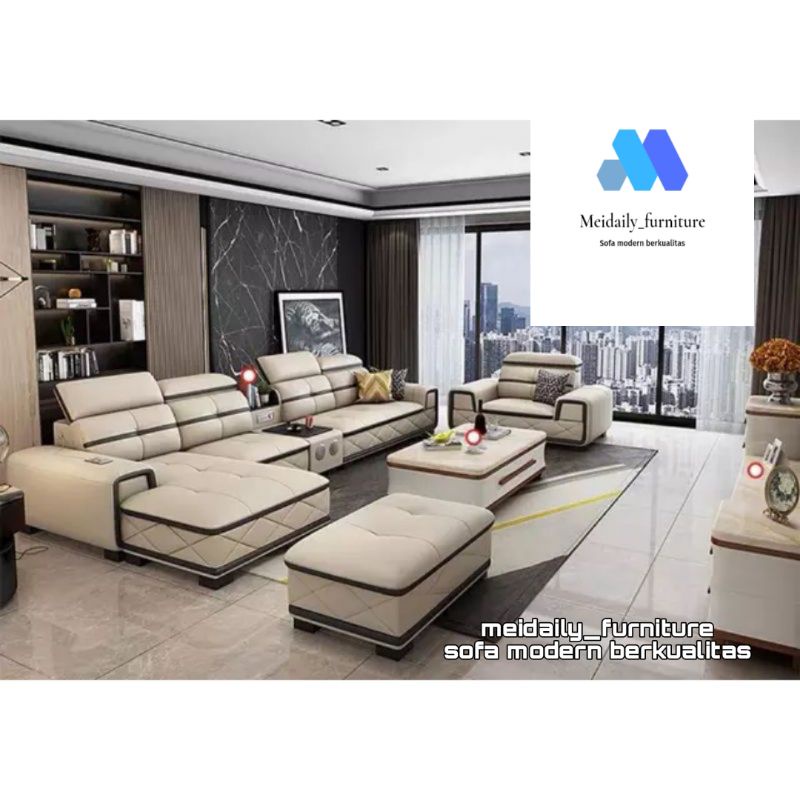 Sofa Kulit Letter L Fullser Kursi Ruang Tamu Minimalis Sofa Mewah Kayu Jati Kuat Model Sofa Terbaru