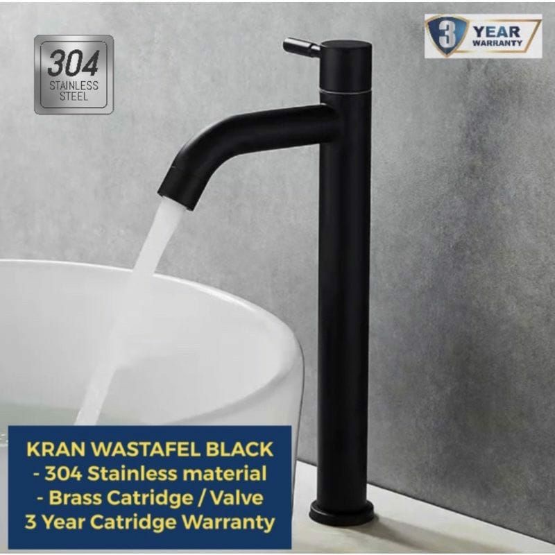 Keran wastafel BLACK HITAM 20cm / 30cm Stainless SUS304 PROMO TERMURAH