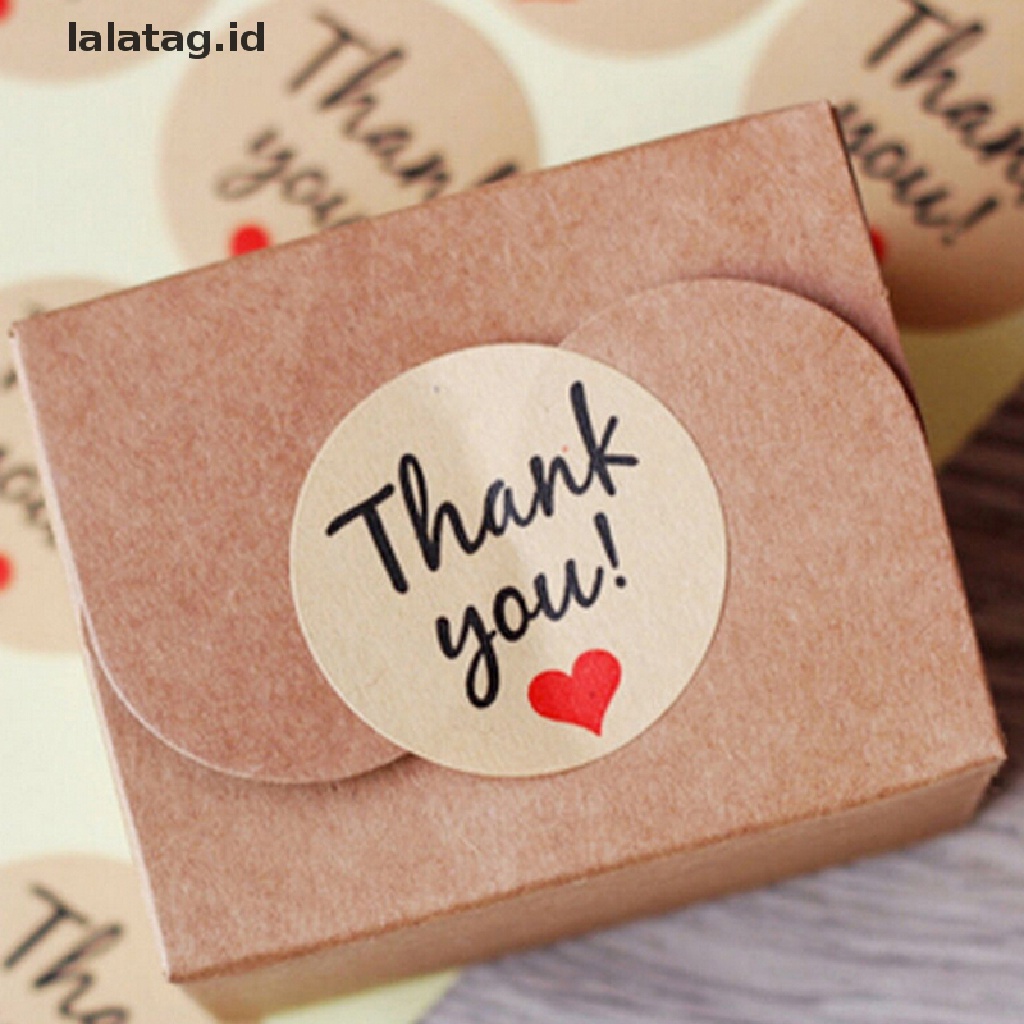 [lalatag] 60pcs Kertas Kraft Love Hati &quot;Thank You&quot; Stiker Hias Baking Sealing Pasta [ID]