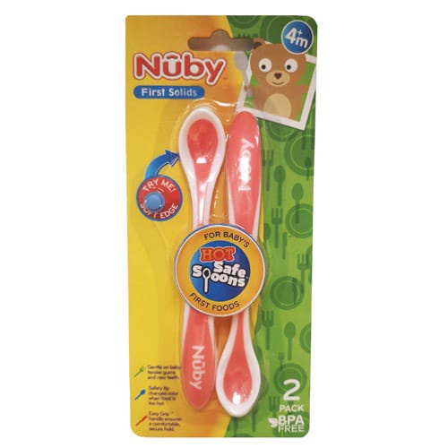 Nuby Hot Safe Spoons 2Pk Sendok Makan Bayi Anti Panas 2 pcs