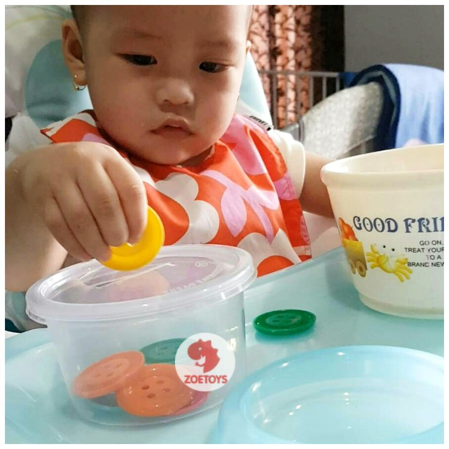 Zoetoys Kancing Jumbo 3.5cm 2cm Tali | 16pcs Colorful Button Pastel Besar | Mainan Edukasi