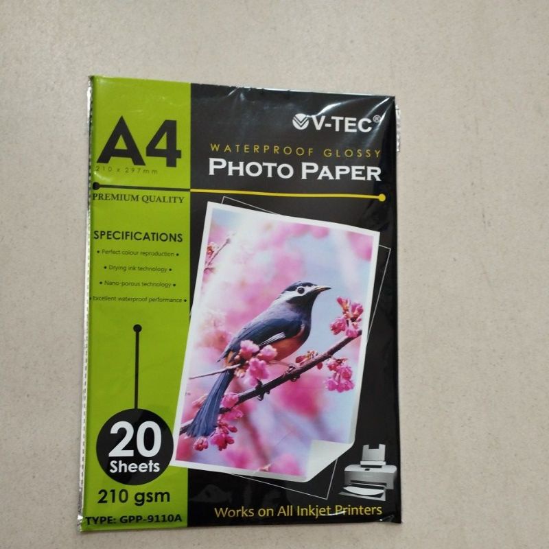 

Kertas Foto V-Tec A4 210Gsm