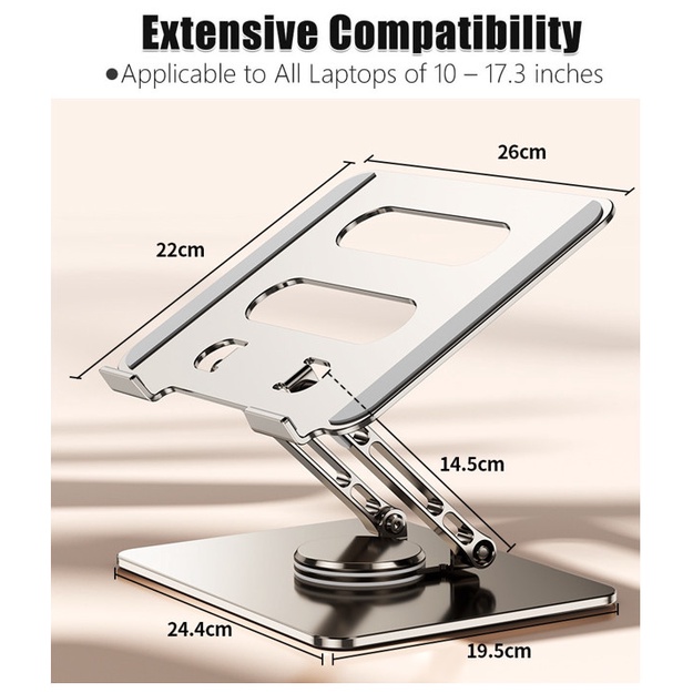 Adjustable Laptop Stand Holder Foldable Alumunium Alas Laptop 360°Spin