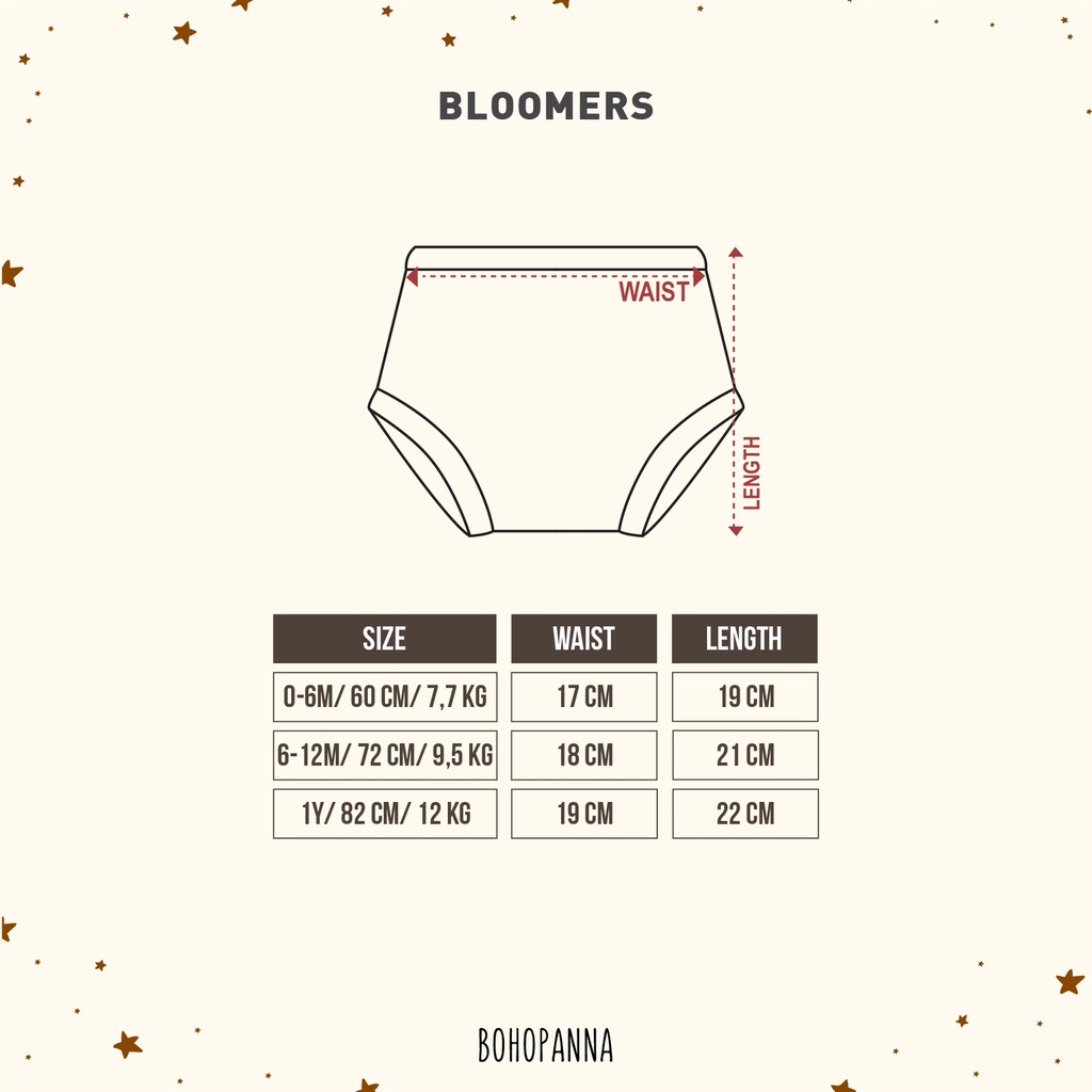 BOHOPANNA BLOOMERS SET BLOOMERS ANAK ISI 3 PCS CELANA ANAK PEREMPUAN 0-1 TAHUN