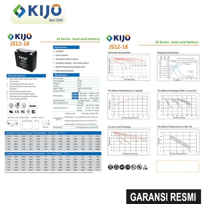 BATERAI UPS VRLA 12V 18AH KIJO / BATTERY AKI KERING 12 VOLT 18 AH ACCU