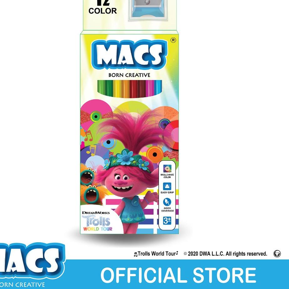 

✓ MACS Pensil Warna Trolls World Tour movie 12 color pencils Hot