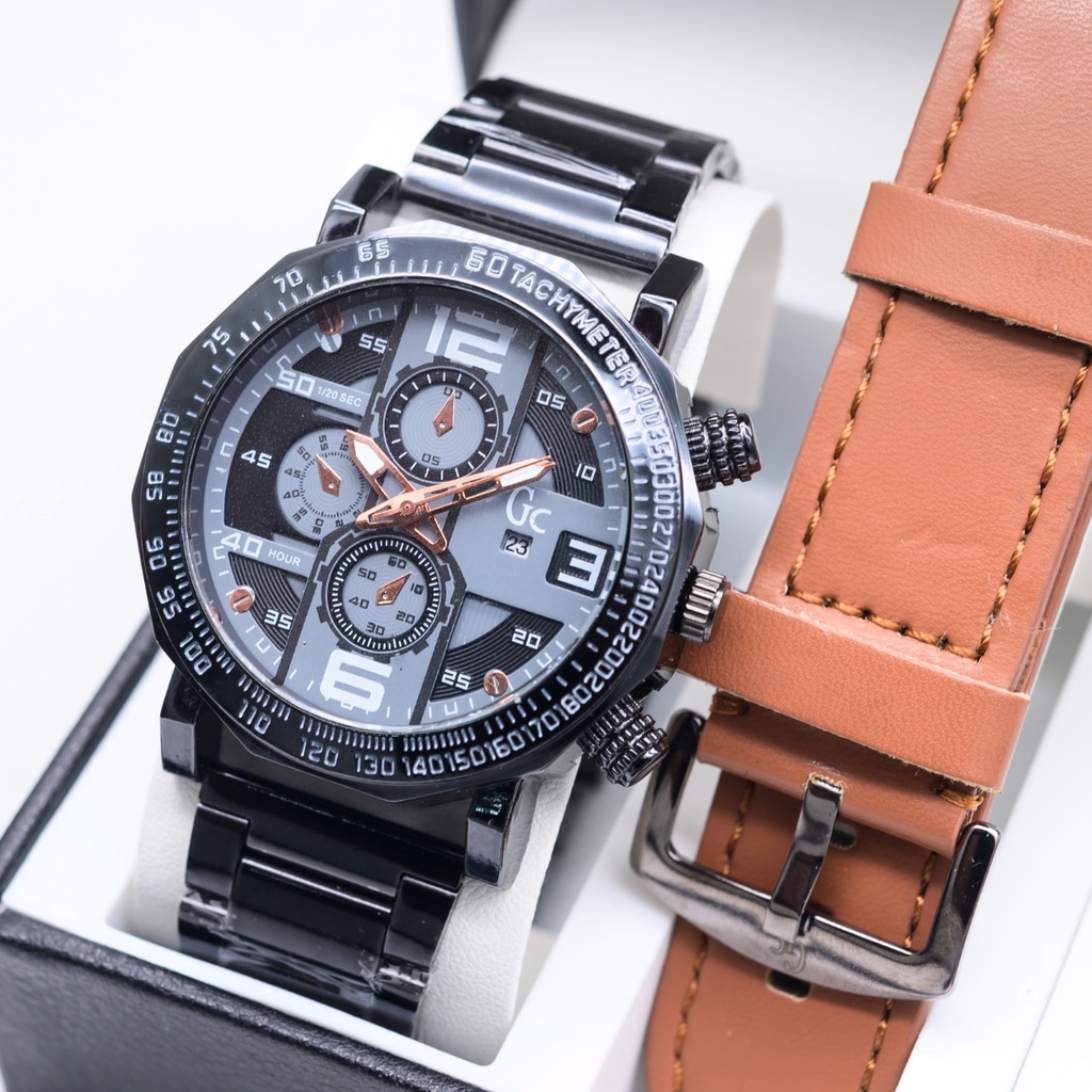 Jam Tangan Pria GC Rantai Paket Bonus  Kulit