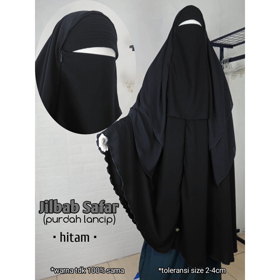 Jilbab Safar Purdah Lancip PREMIUM jetblack & new fortaleza