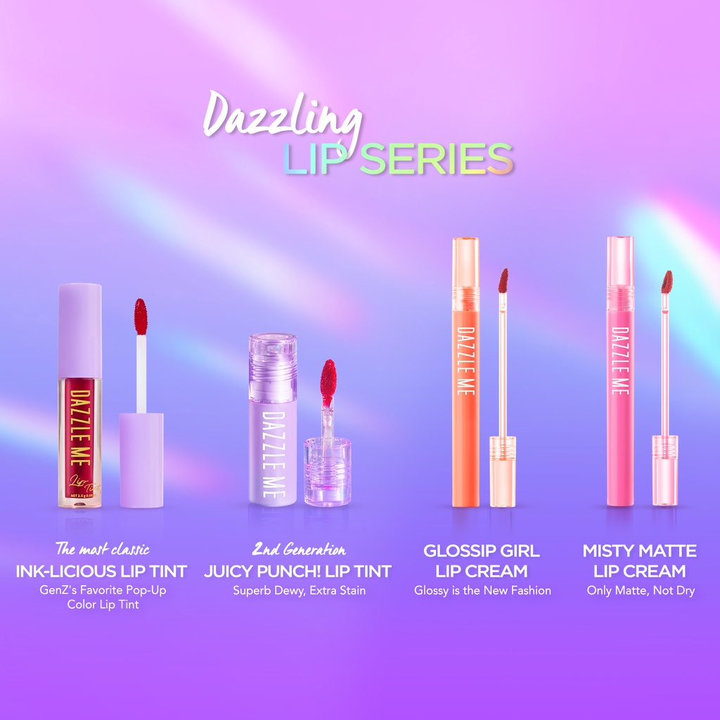 DAZZLE ME Juicy Punch! Lip Tint | Matte 7 Colors Super Stay Liptint Longlasting 12 jam Nourish Lip Stain ( YOU MAKEUPS OFFICIAL STORE )