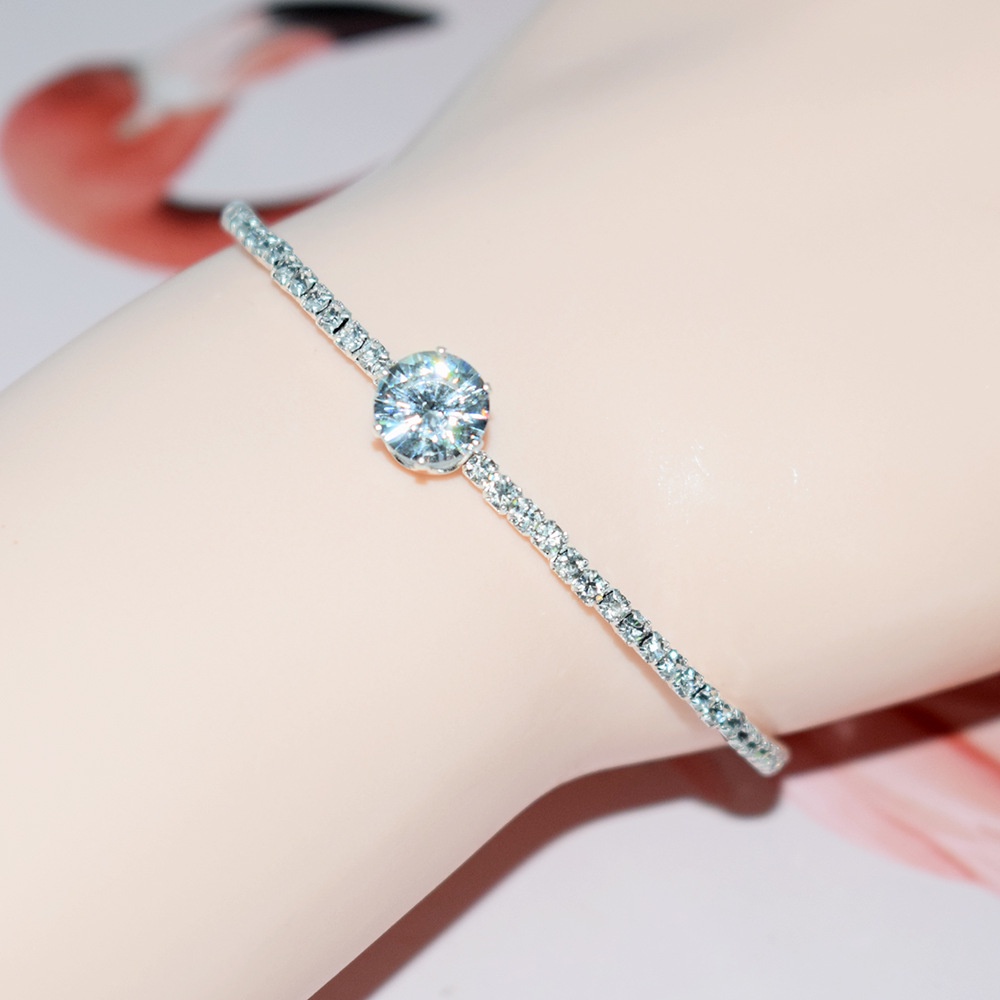 Bridal Single Drain Diamond, Full Diamond Winding Open Bracelet, Gelang Kristal Ladies